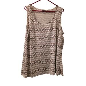 Cathrines Brown Chevron Print Scoop Neck Tank Top Sleeveless Blouse 2X 22-24W